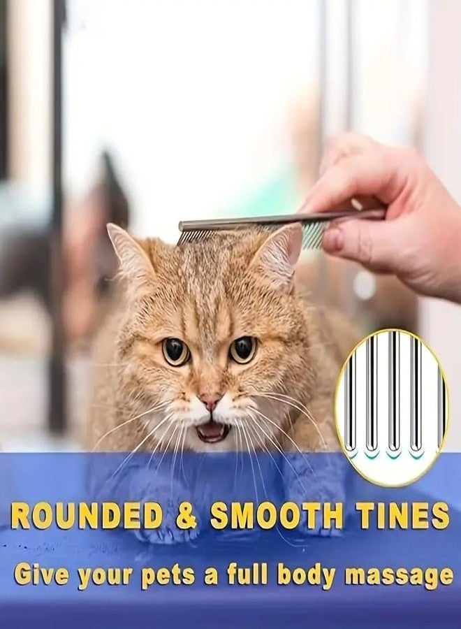 PET FUN مشط الحيوانات الأليفة PET FUN® المصنوع من الفولاذ المقاوم للصدأ للكلاب والقطط - أداة فك التشابك والتزيين - مشط احترافي مزدوج الجوانب لإزالة الشعر المتساقط والعقد والتشابك - آمن ومتين لجميع أنواع شعر الحيوانات الأليفة - Image 3